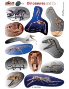 Planche de 12 autocollants de dinosaures en partenariat avec Eldonia
